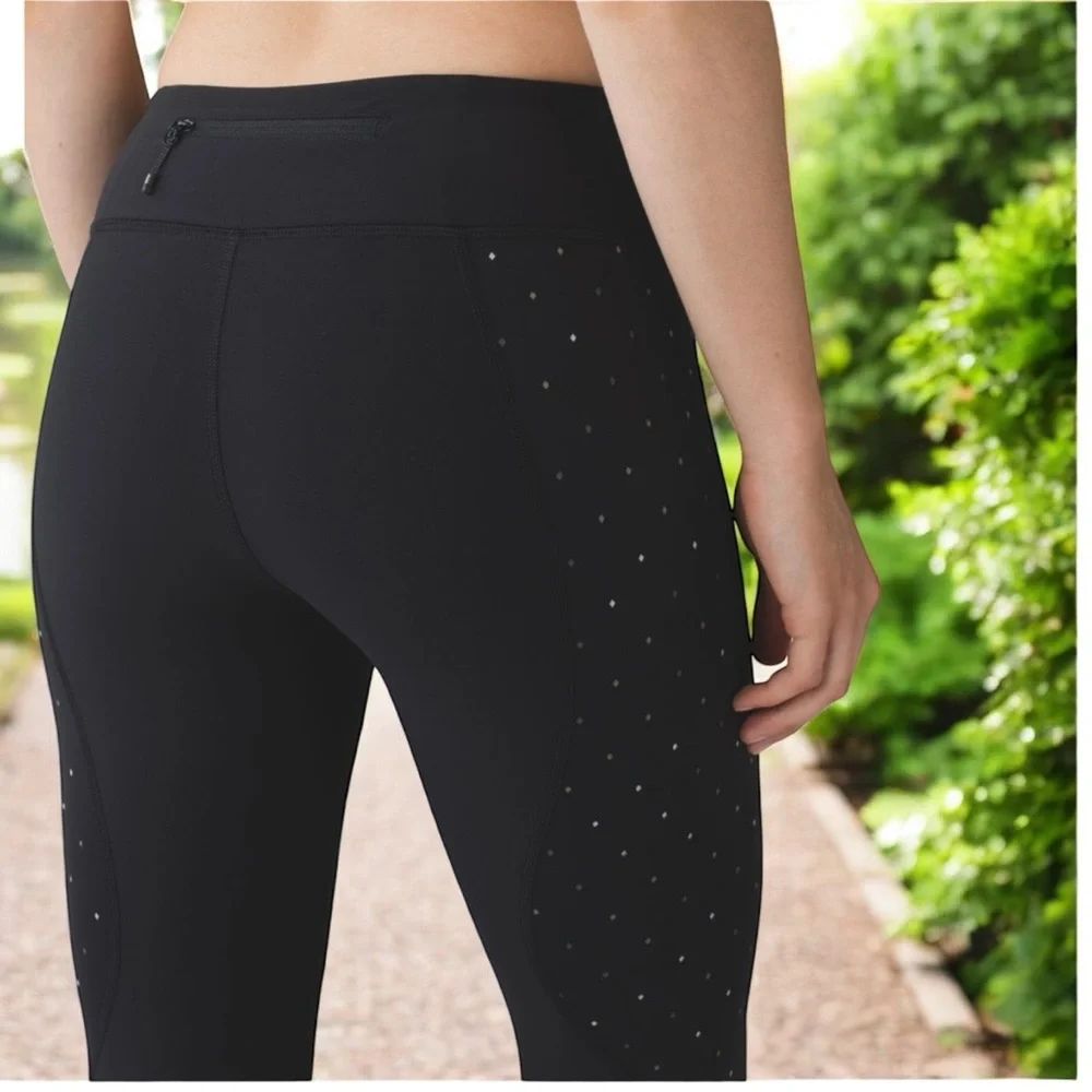 Lululemon Tight Stuff Tight Reflective in Black / Night Fall Black Tricolor Sz 4 - Picture 4 of 14